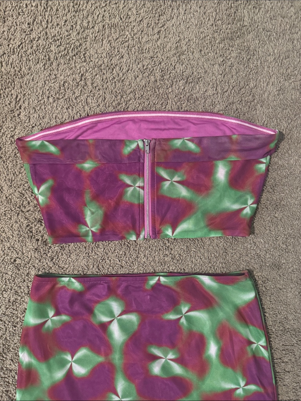 Women’s Green & Purple Tie-Dye Mini Skirt set - Superdown - Picture 2 of 2